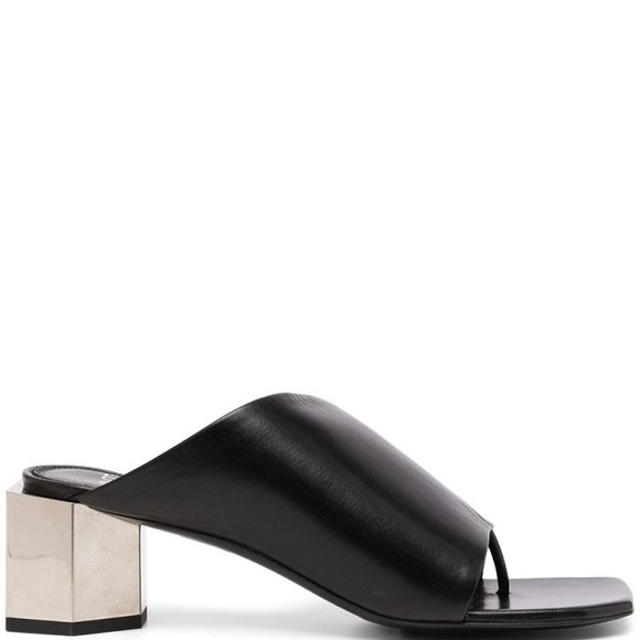 Off-White™  Hexnut Leather Metallic-Heel Thong Sandals - Picture 5 of 15